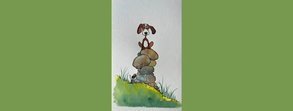 Between a Rock and a Mouse Water Color Class