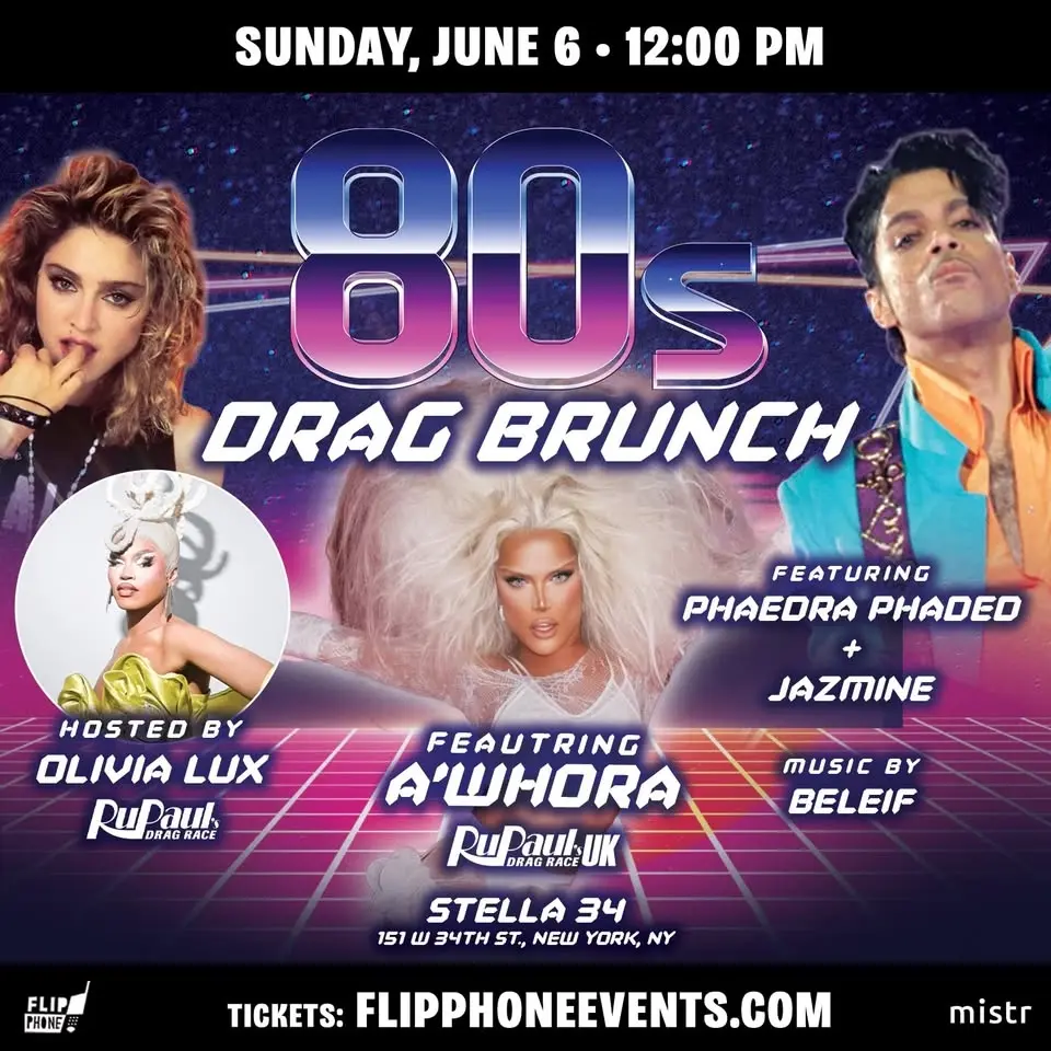 80s Drag Brunch w/A’Whora- New York City