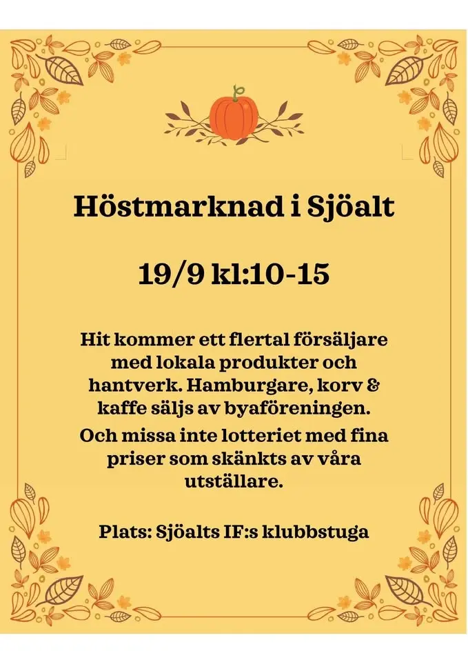 Höstmarknad i Sjöalt 2026