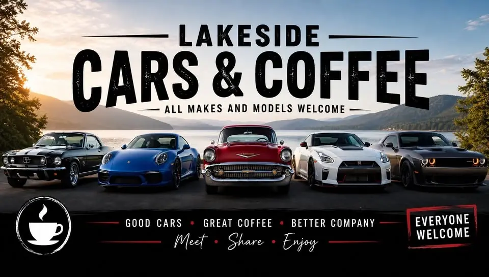 Lakeside cars and coffee car meet