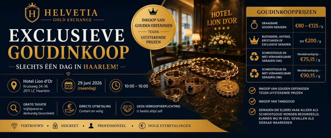 💰 Exclusieve Goudinkoopdag Haarlem – Slechts 1 Dag Aanwezig – Tot €200 per gram 💰
