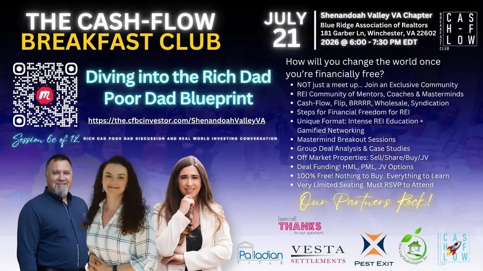 The Cash-Flow Breakfast Club - REI Education & Networking event - Shenandoah Valley VA
