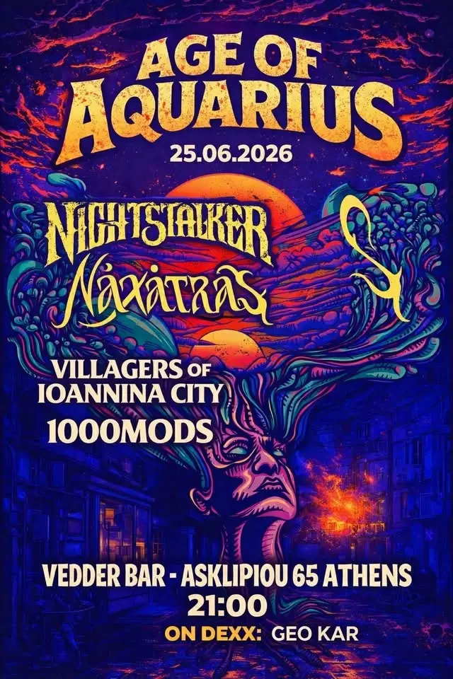 AGE OF AQUARIUS: Villagers, Nightstalker, 1000mods, Naxatras - Πέμπτη 25/06 - Vedder Bar