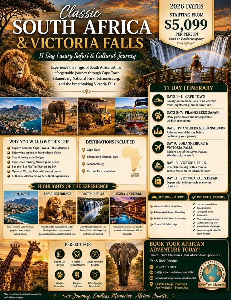South Africa Safari and Victoria Falls 2026