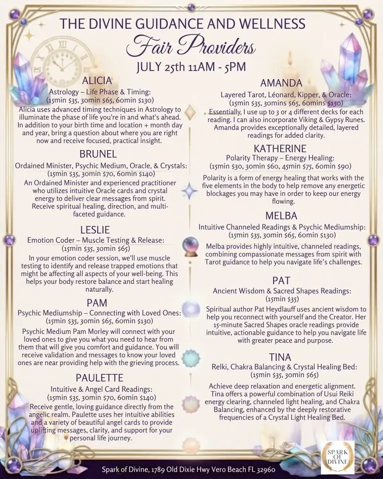 The Divine Guidance and Wellness Fair Provider List