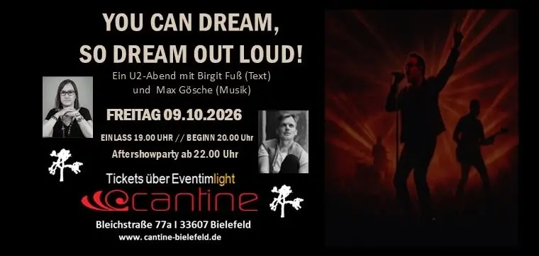 Ein U2-Abend mit Birgit Fuß (Text) und Max Gösche (Musik) + Aftershowparty