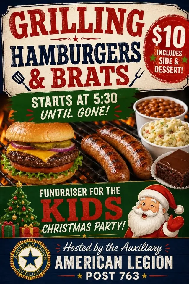 Grilling Hamburgers & Brats! Kids Christmas Fundraiser 