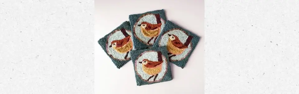 Rug Hooked Songbird Coasters - July 25