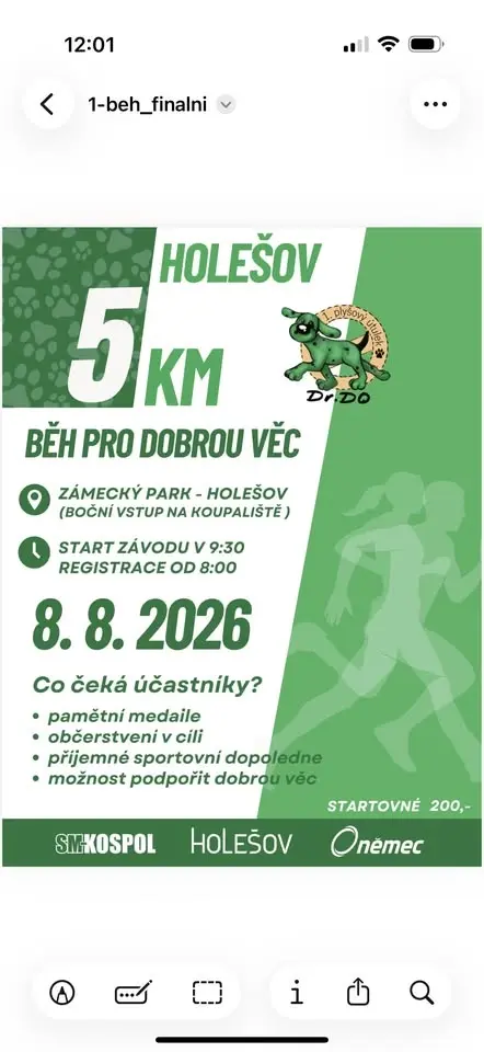 🏃‍♂️ 5 KM HOLEŠOV – BĚH PRO DOBROU VĚC 🐾