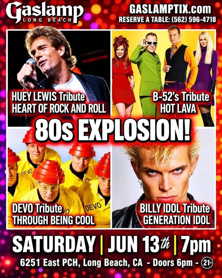 80's EXPLOSION! ...HUEY LEWIS + BILLY IDOL + B-52s + DEVO Tributes