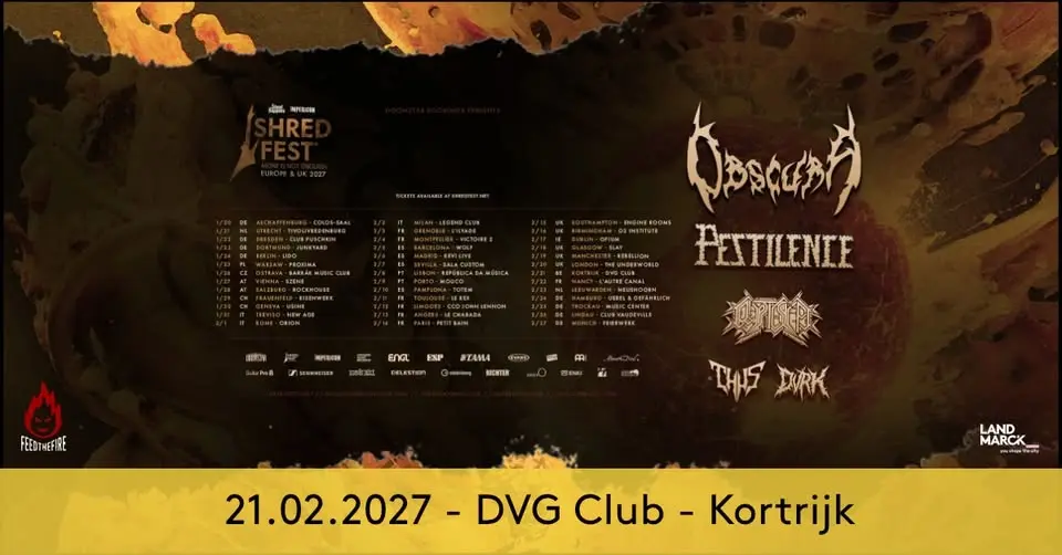 Shred Fest - Obscura + Pestilence + more @ DVG Club, Kortrijk
