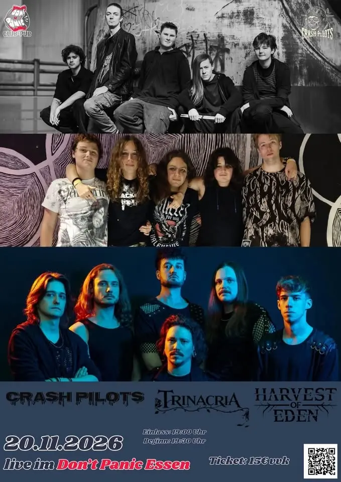 CRASH PILOTS + TRINACRIA + HARVEST OF EDEN presented by LEAVEN ENTERTAINMENT