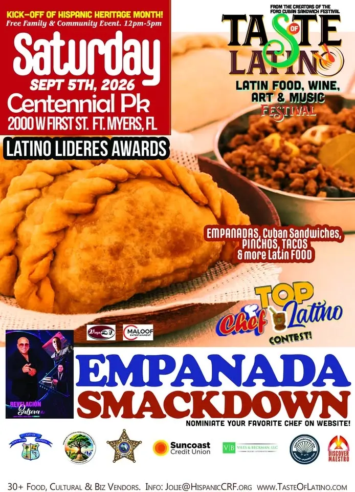 SWFL TASTE OF LATINO FESTIVAL: Latino Lideres Awards PLUS Empanada & Cuban Sandwich Smackdown (4th)
