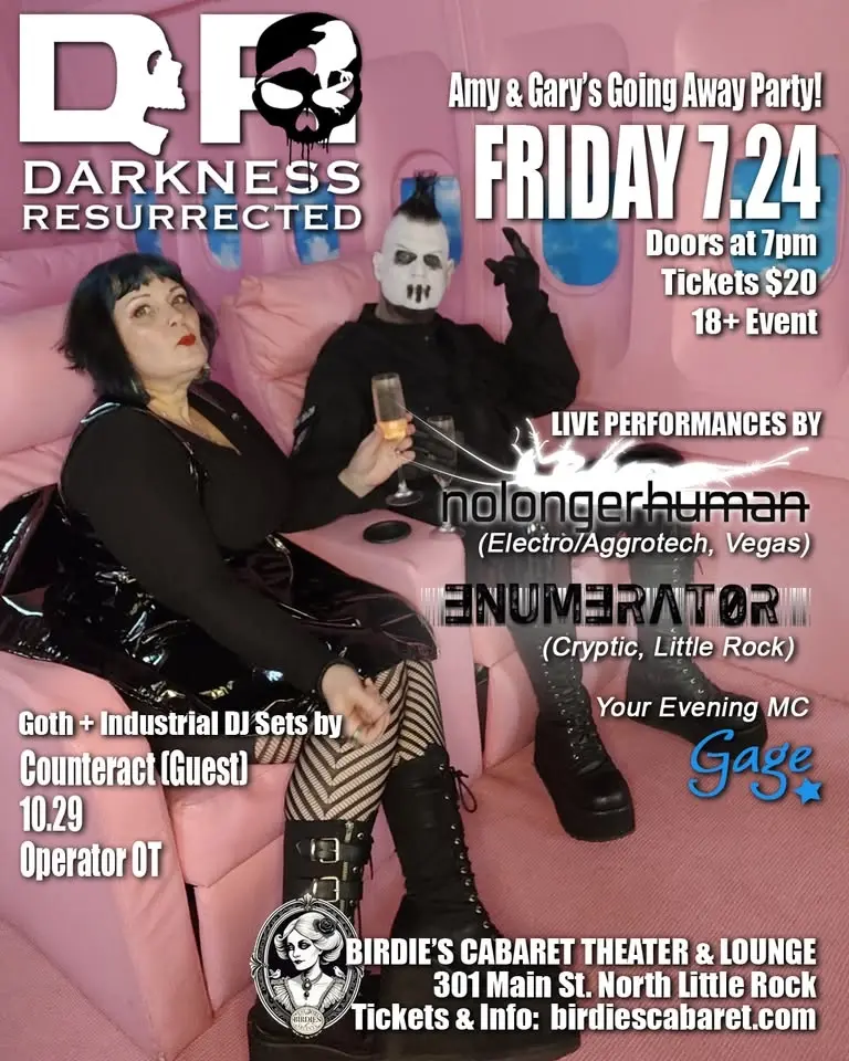 Darkness Resurrected presents nolongerhuman, DJ Counteract, Gary & Amy's Going Away Party