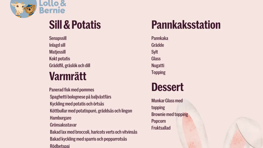 Påskmiddag med Lollo & Bernie-aktiviteter