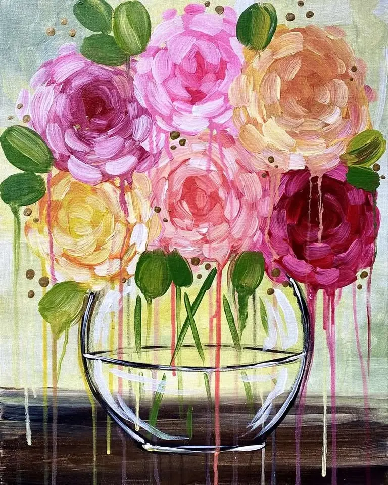 Sip & Paint 'Dripping Blooming Bouquet' with us!