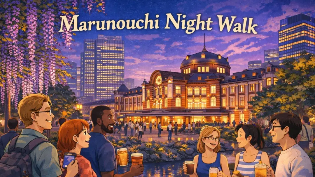 🌙✨ Marunouchi Night Walk 🚶♂️🚶♀️ City Lights & Imperial Palace Experience