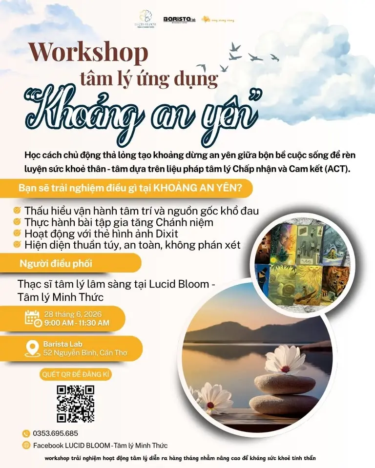 WORKSHOP TÂM LÝ ỨNG DỤNG tại Cần Thơ "KHOẢNG AN YÊN"