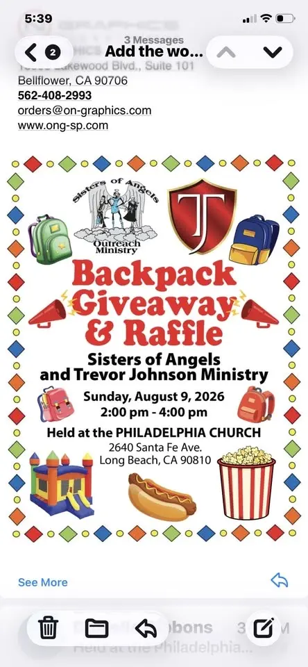 School Backpack and raffle event