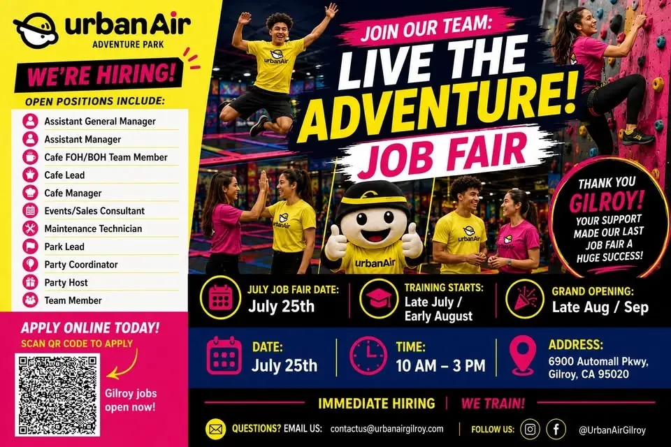 🎉 Urban Air Gilroy July Hiring Fair | Join Our Opening Team!