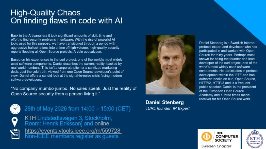 High-Quality Chaos: On finding flaws in code with AI by Daniel Stenberg