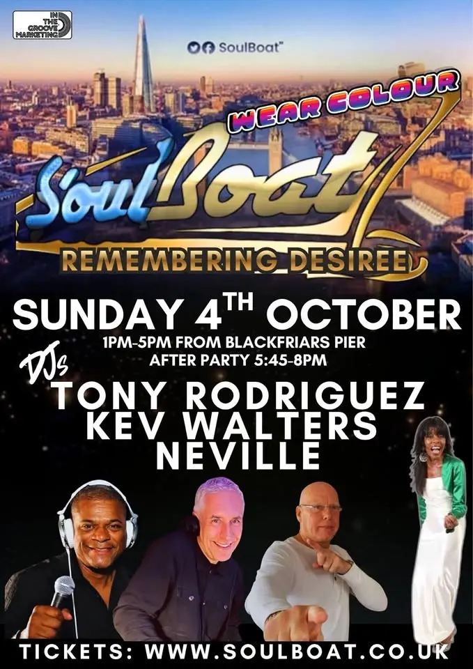 The SoulBoat - Wear Colour - Sunday 4th of October 2026, 1pm to 5pm - and Afterparty 