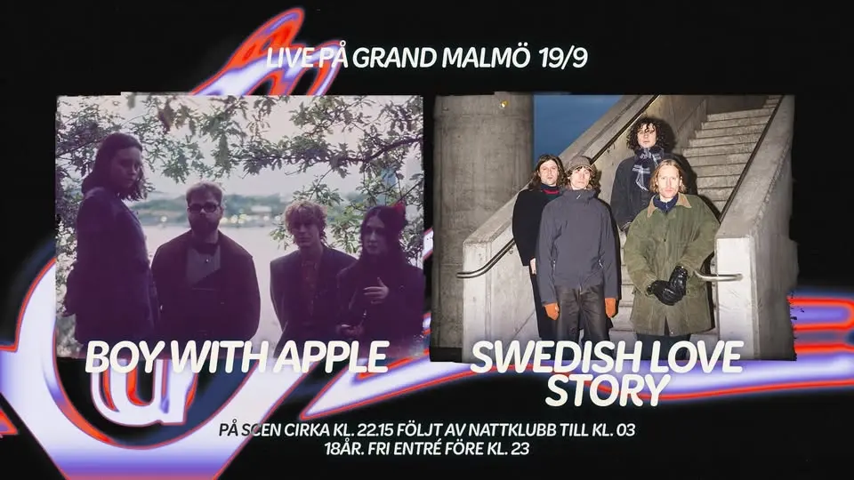 Boy With Apple + Swedish Love Story live på Grand