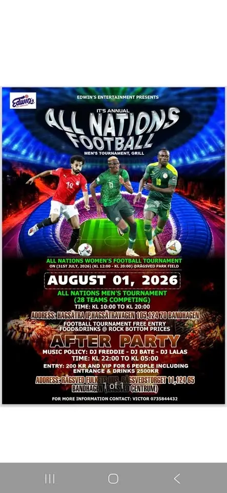 All Nations football tournament, Grill and after party