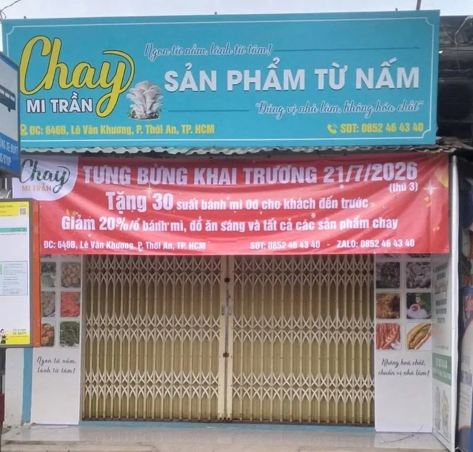 khai trương quán Chay Mi Trần