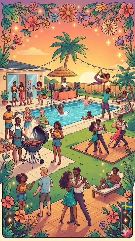 Acro Jam with BBQ grill and pool