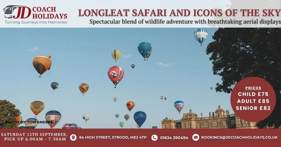 Longleat Safari & Icons of the Sky, inc Coach Travel