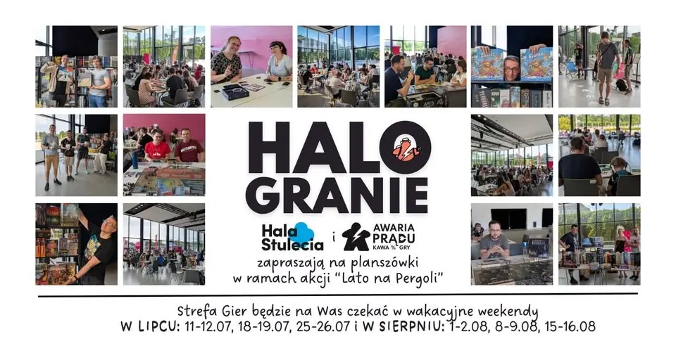 HALOGRANIE 2026 ● strefa gier przy Pergoli ● gry planszowe, wypożyczalnia, nauki zasad, turnieje