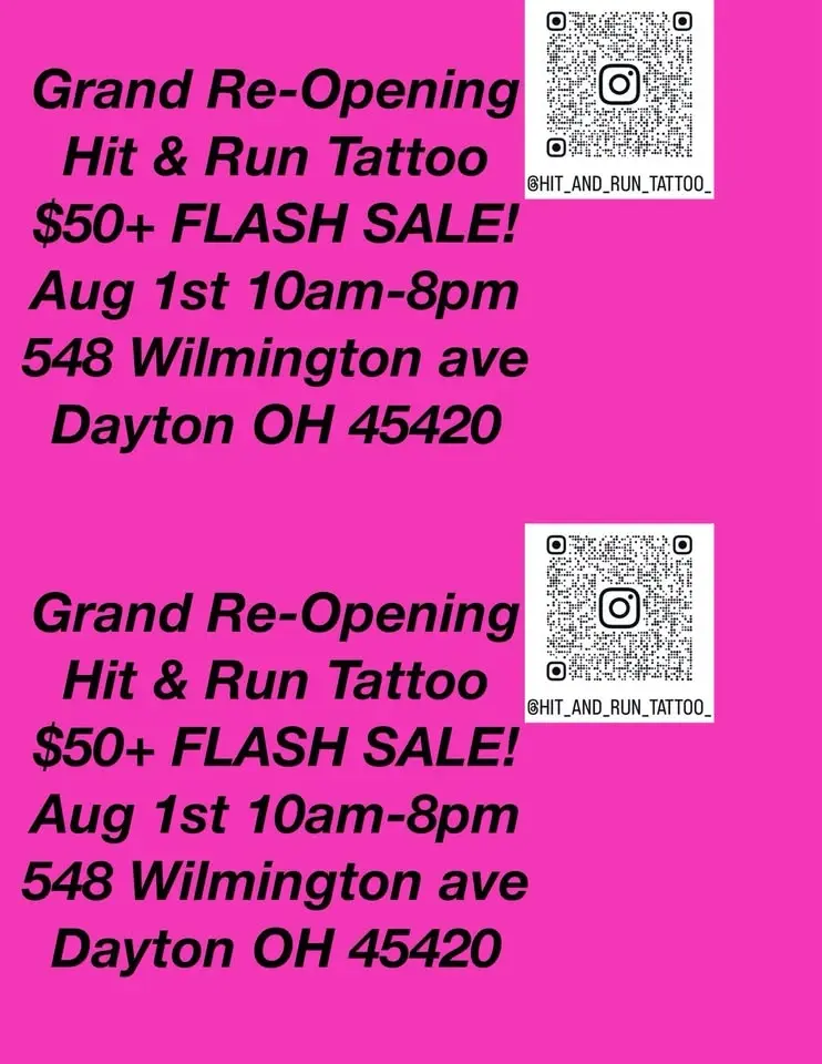 Grand Re-Opening Tattoo Flash Sale