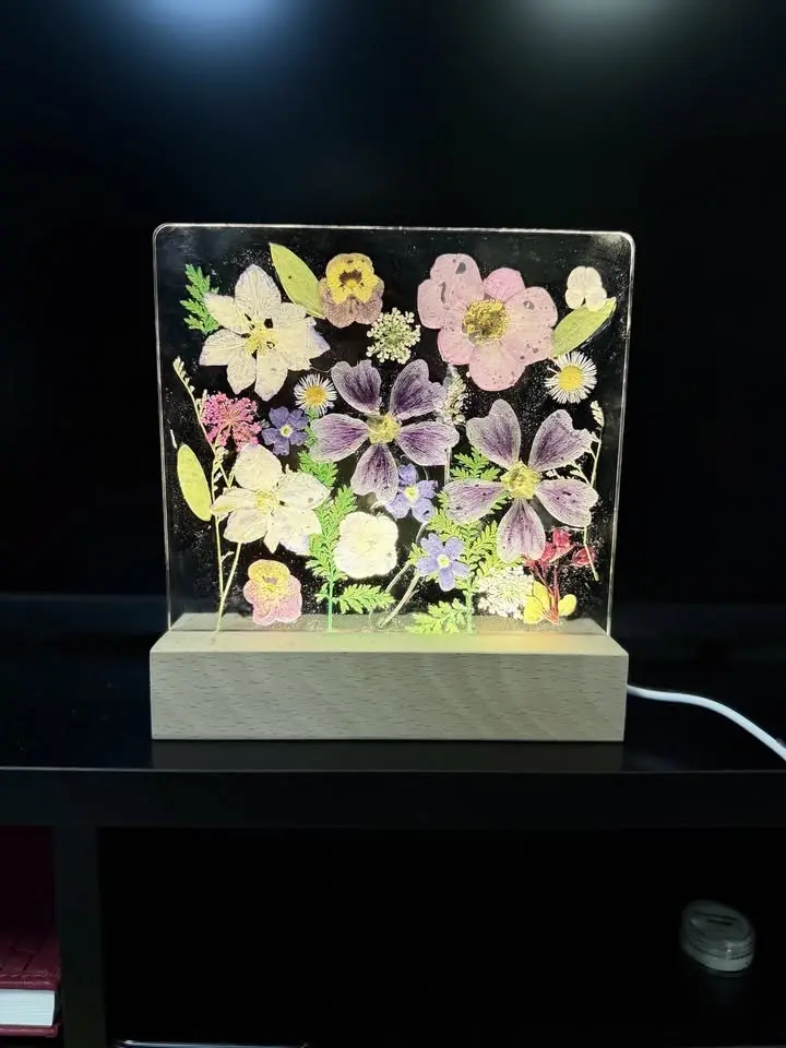 Pressed Flower and Resin Light