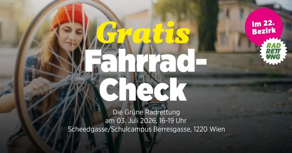 Gratis Fahrradcheck Berresgasse - die Grüne Radrettung in der Donaustadt