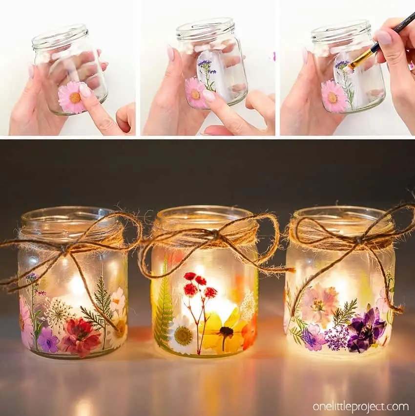 Pressed Flower Tea Lights
