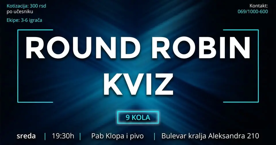 Round Robin kviz // sreda, 15. jul // Pab Klopa i pivo