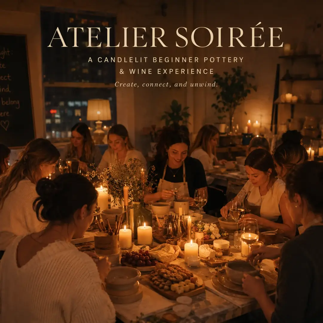 Atelier Soirée - A Candlelit Beginner Pottery & Wine Experience