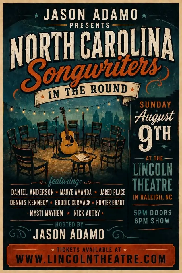 Jason Adamo Presents North Carolina Songwriters in the Round Featuring 8 NC Artists