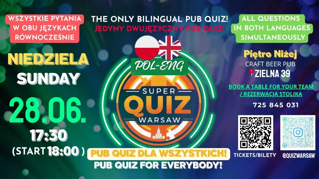🇵🇱🇬🇧 Super QUIZ Warsaw (pub quiz)