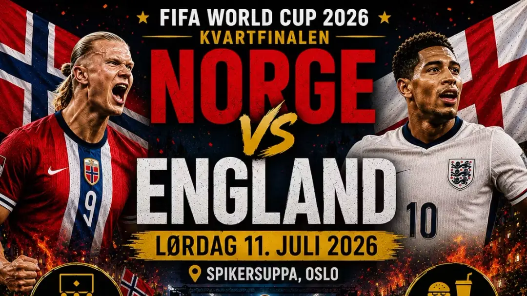 ⚽ Norge vs England | LIVE på Spikersuppa | FIFA World Cup 2026 Kvartfinale