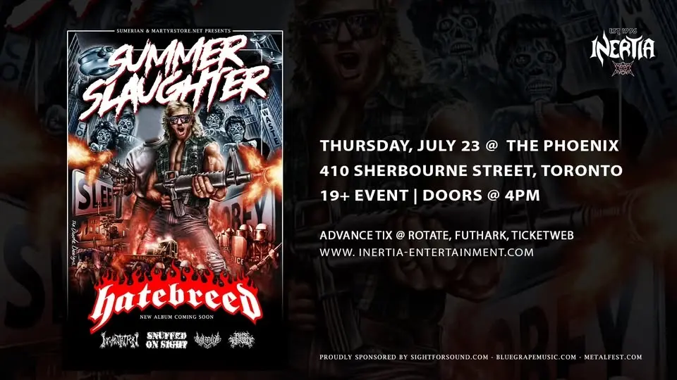 Hatebreed - Summer Slaughter Tour 2026 w/ Incantation, Snuffed on Sight & More