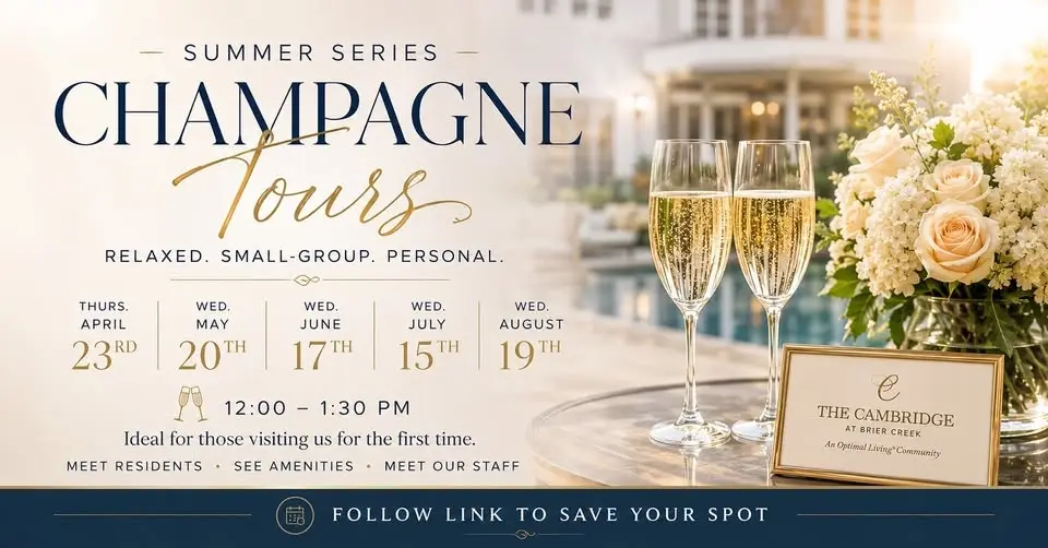 Sip, Tour & Discover - Champagne Tours at The Cambridge at Brier Creek