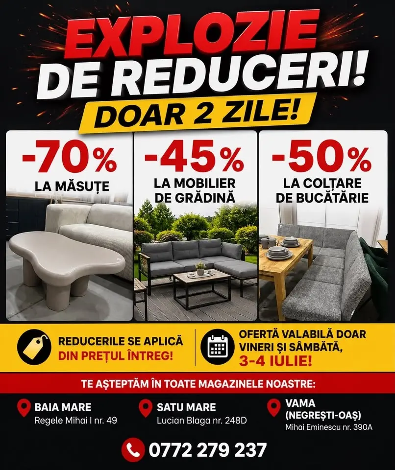 70 % reducere la mobilier 