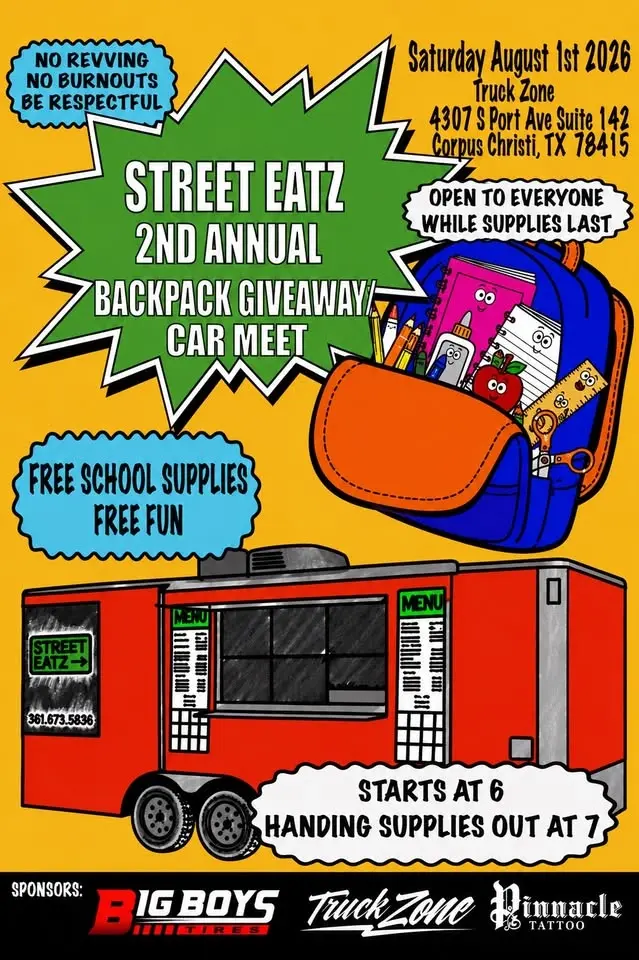 Street Eatz 2nd Annual Backpack giveaway / Car meet ‼️