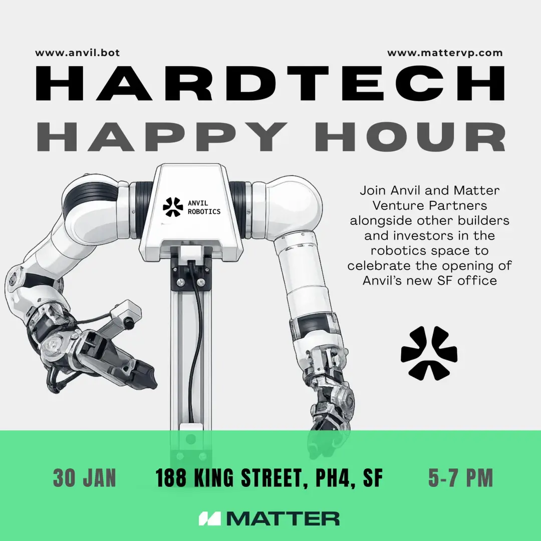 HardTech Happy Hour Hosted by Anvil Robotics, in Partnership with Matter VP