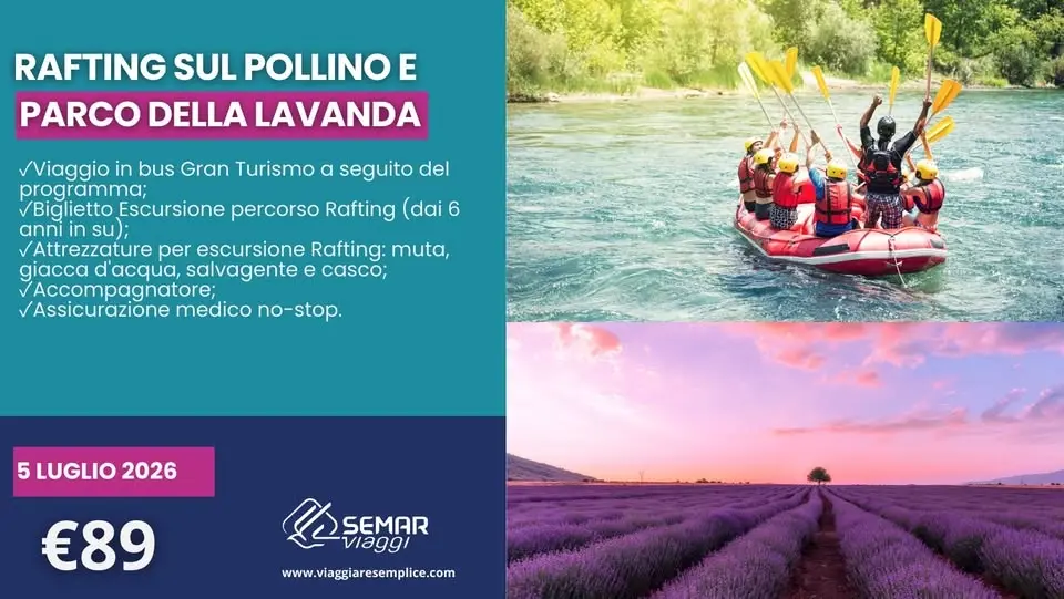 RAFTING SUL POLLINO E PARCO DELLA LAVANDA