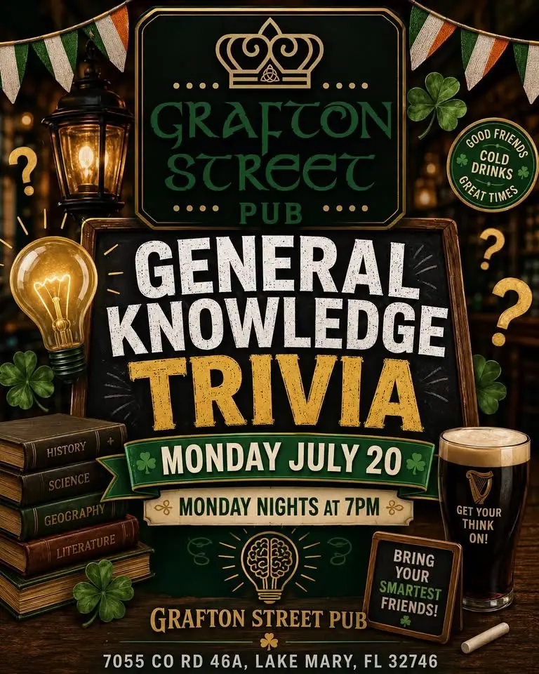 General Knowledge Trivia @ Grafton Street Pub Lake Mary