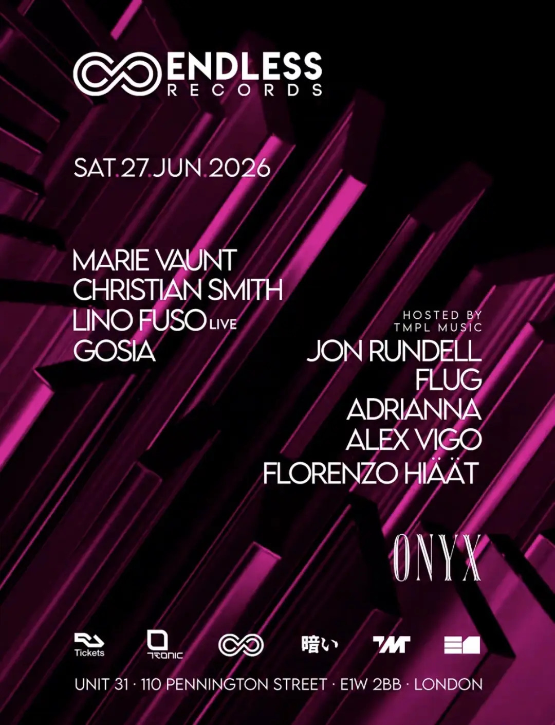 Endless London: Marie Vaunt, Christian Smith, Lino Fuso, Adríanna, Jon Rundel, Flug,