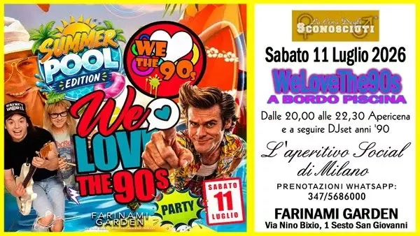 Aperitivo social a bordo Piscina e DJset anni '90: Sabato 11 Luglio 2026 h 20,00